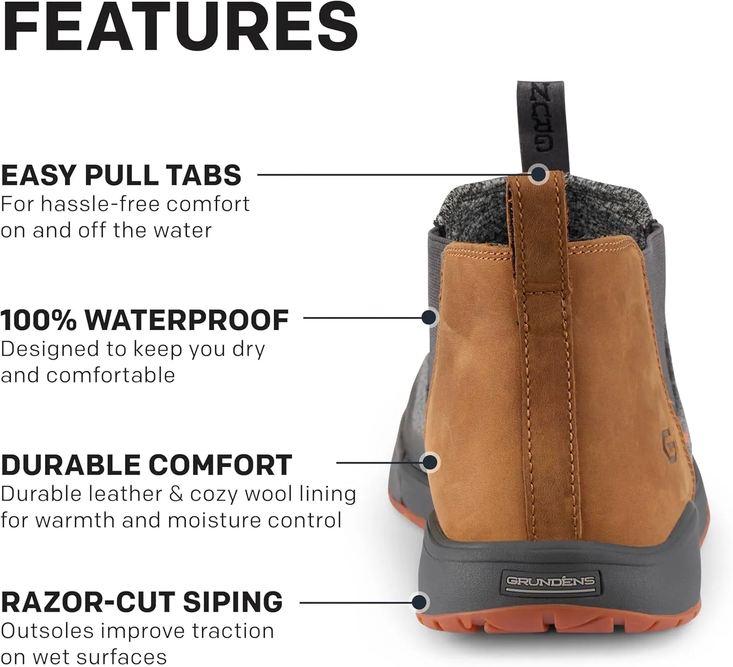 Grundens Dockyard Pull-On Boot - Watersistent Ankle Rain Boot, Deck, Boat, and Fishing Boot with Breathable Lining Anti-Slip Rubber
