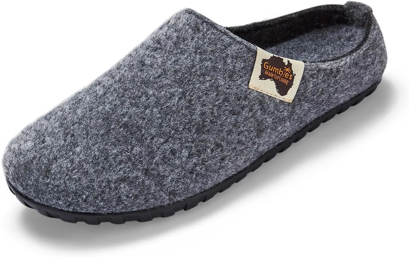 Gumbies Outback Slippers for Indoors and Outdoors, Eco-friendly Felt Uppers, Recycled Rubber Outsoles - Comfort Guaranteed