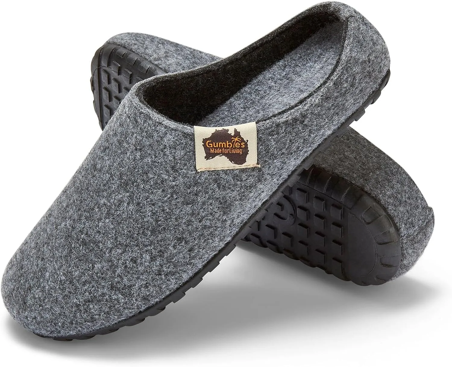Gumbies Outback Slippers for Indoors and Outdoors, Eco-friendly Felt Uppers, Recycled Rubber Outsoles - Comfort Guaranteed