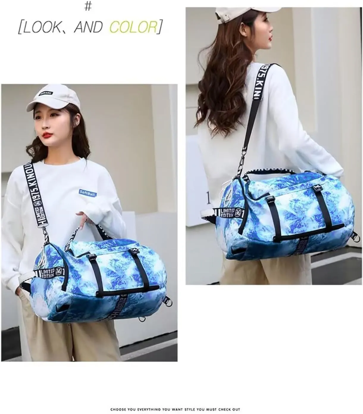 Gym Sport Bag Backpack Duffle Bag for Men and Women Black