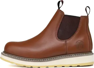 HANDPOINT Men's Chelsea Double Gore Pull-On Soft Toe Work Boots - Brown 84985