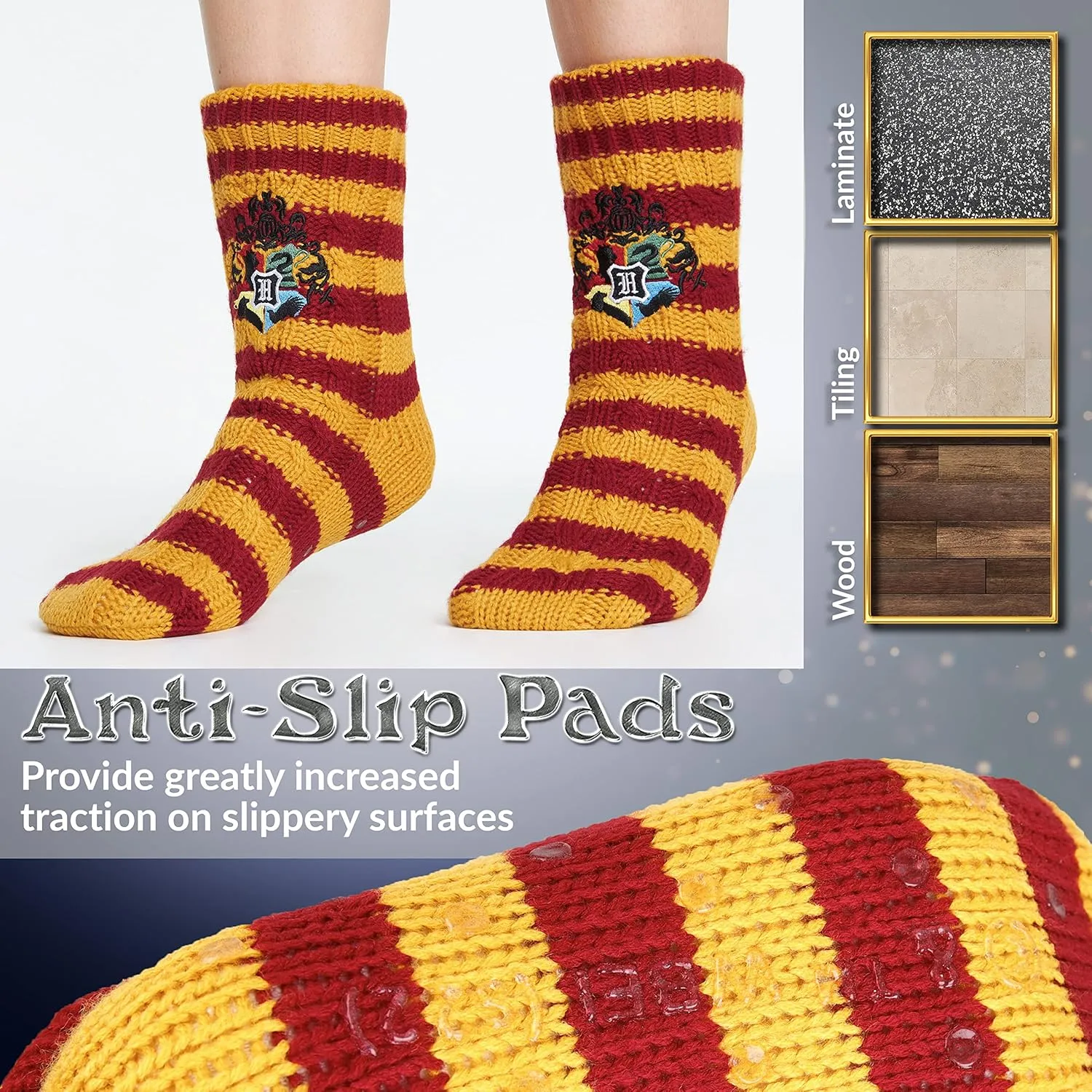 Harry Potter Womens Slipper Socks, Fleece Lined Non Slip Socks - Gifts for Her