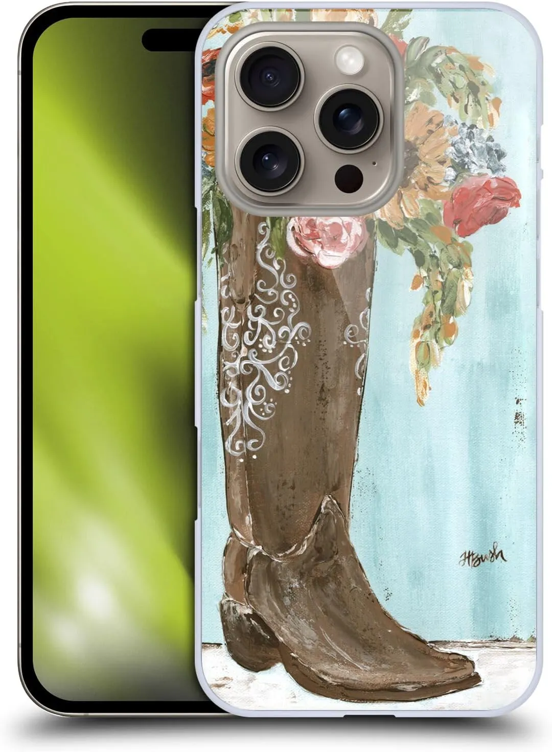 Head Case Designs Officially Licensed Haley Bush Boot Floral Painting Hard Back Case Compatible with Apple iPhone 16 Pro