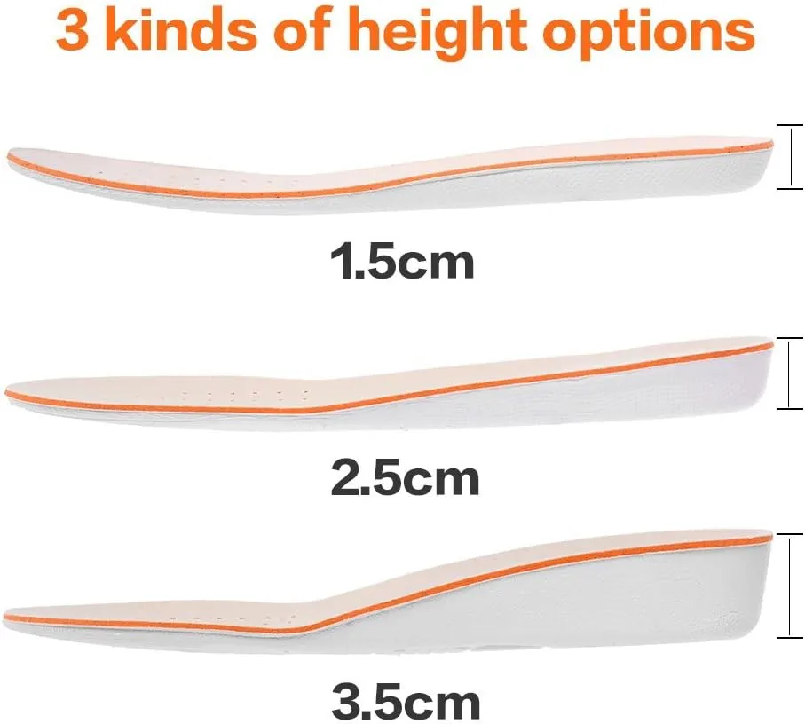 Height Increase Insole 1.5cm/2.5cm/3.5cm Breathable High Full Shoe Insoles Shoe Inserts Cushion Pads Lift Kits Elevator Insoles for Men Women White