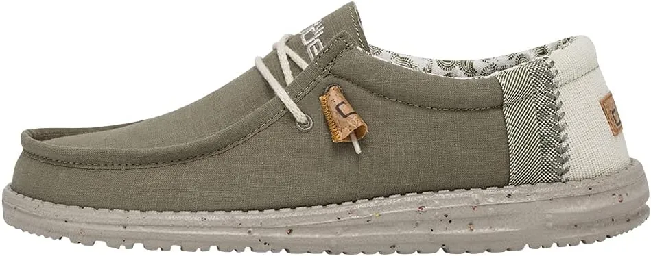 Hey Dude Men's Wally Linen Natural Mows Size 9 | Men’s Shoes | Men's Lace Up Loafers | Comfortable & Light-Weight