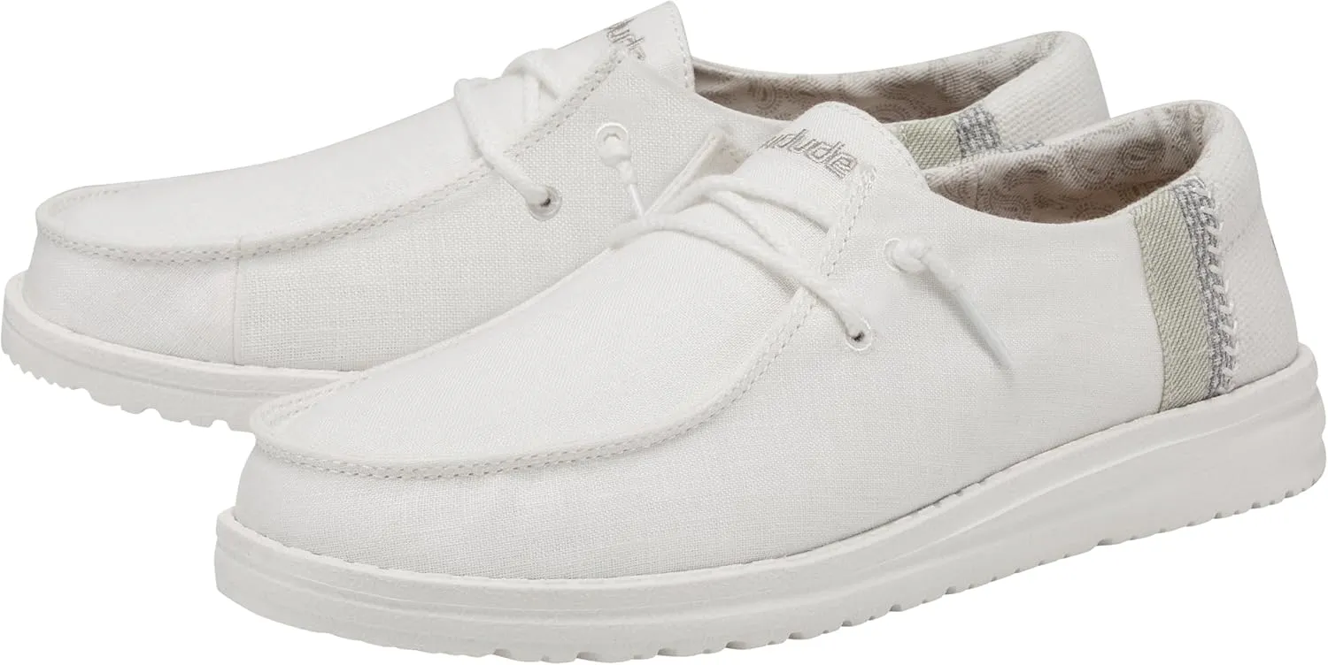 Hey Dude Women's Wendy Linen | Women’s Shoes | Women’s Lace Up Loafers | Comfortable & Light-Weight