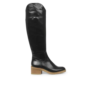 High-leg boot with block heel and zipper