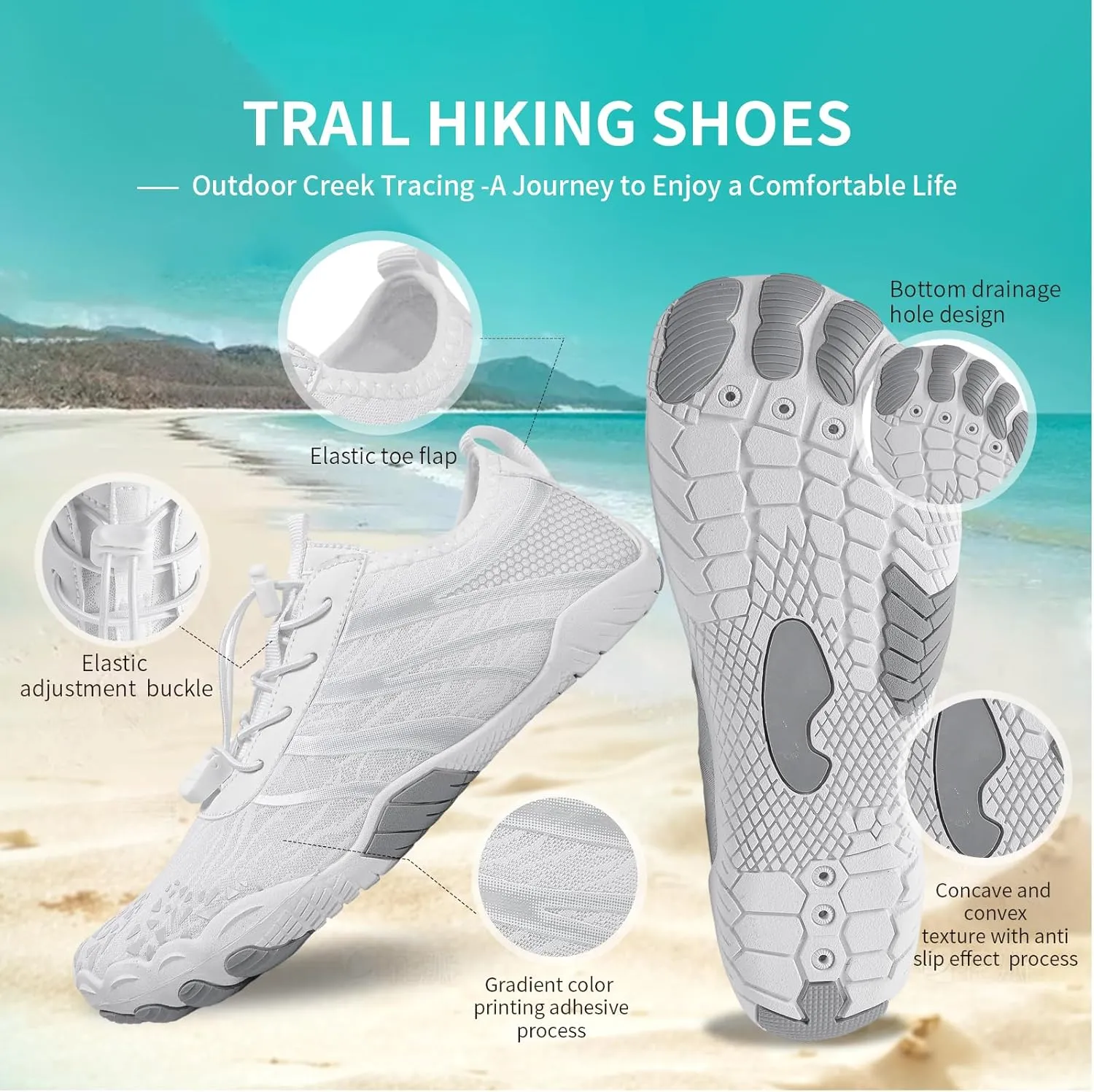 Hike Barefoot Shoes for Women Men, New Barefoot Footwear, Non-Slip Water Shoes,Breathable Non-Slip Footwear Wide Toe