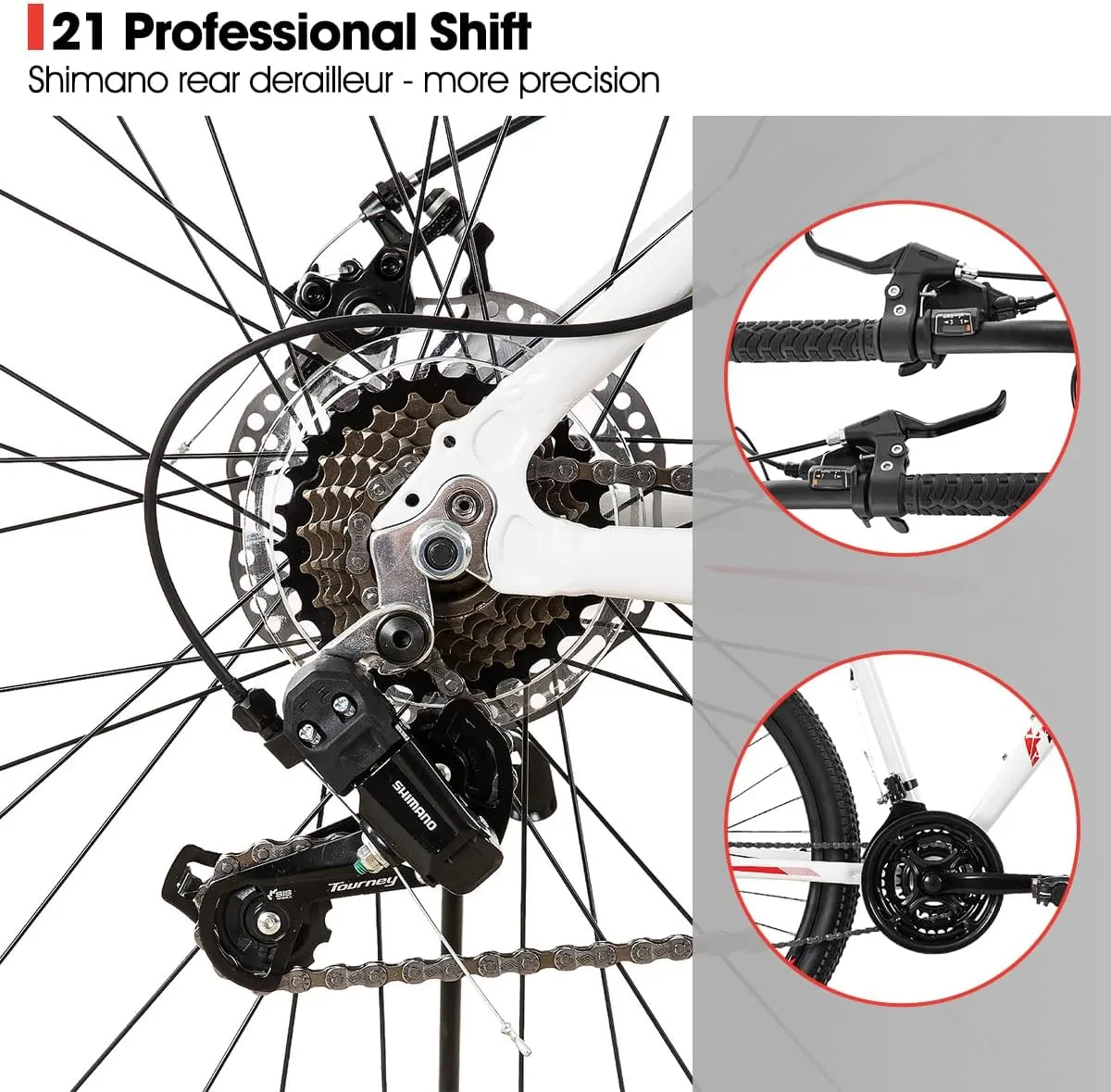 HILAND 20 26 27.5 Inch Mountain Bike for Women Girl, 7/21 Speed with Lock-Out Suspension Fork, Aluminum Frame MTB, Adult Ladies Womens Bike Mens Bicycle
