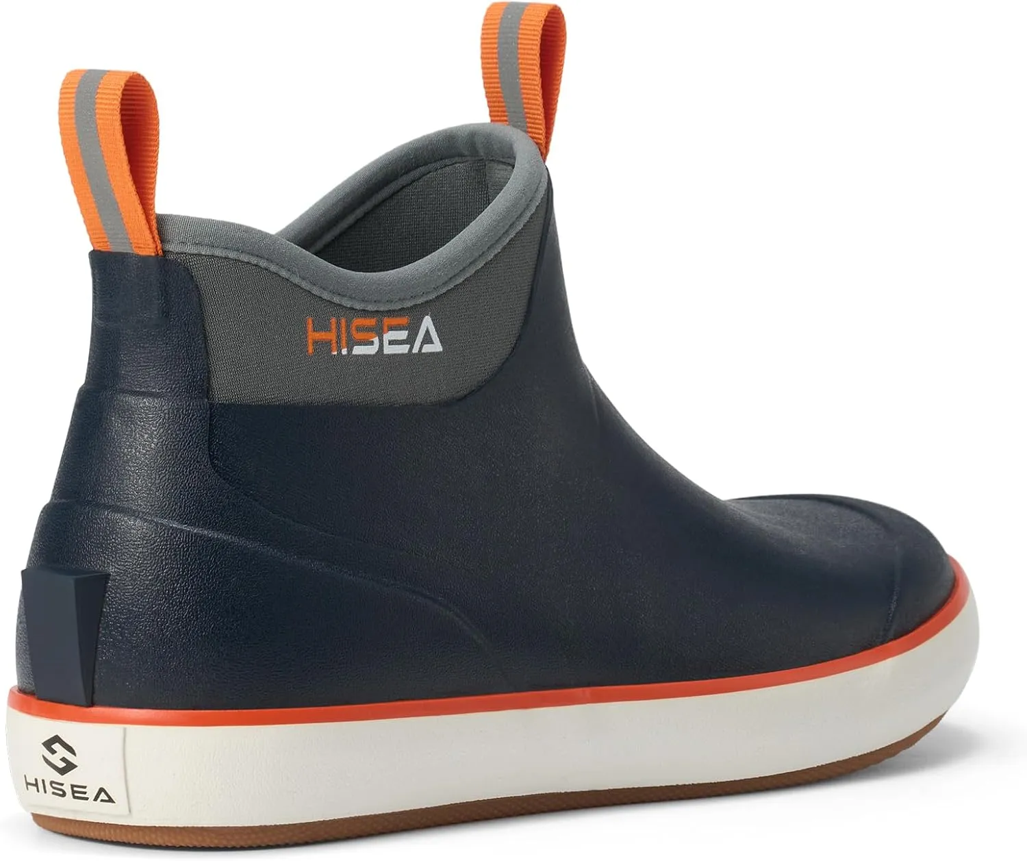HISEA Men's Deck Boots, Wide Toe Mens Rain Boots Waterproof Fishing Boots Anti-Slip Ankle High Breathable Neoprene Lining Rubber Boots
