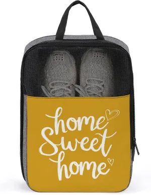 Home Sweet Home Heart on Yellow Shoe Bag for Travel Daily Use Anti-dust Storage Carrier Golf Shoe Pouch