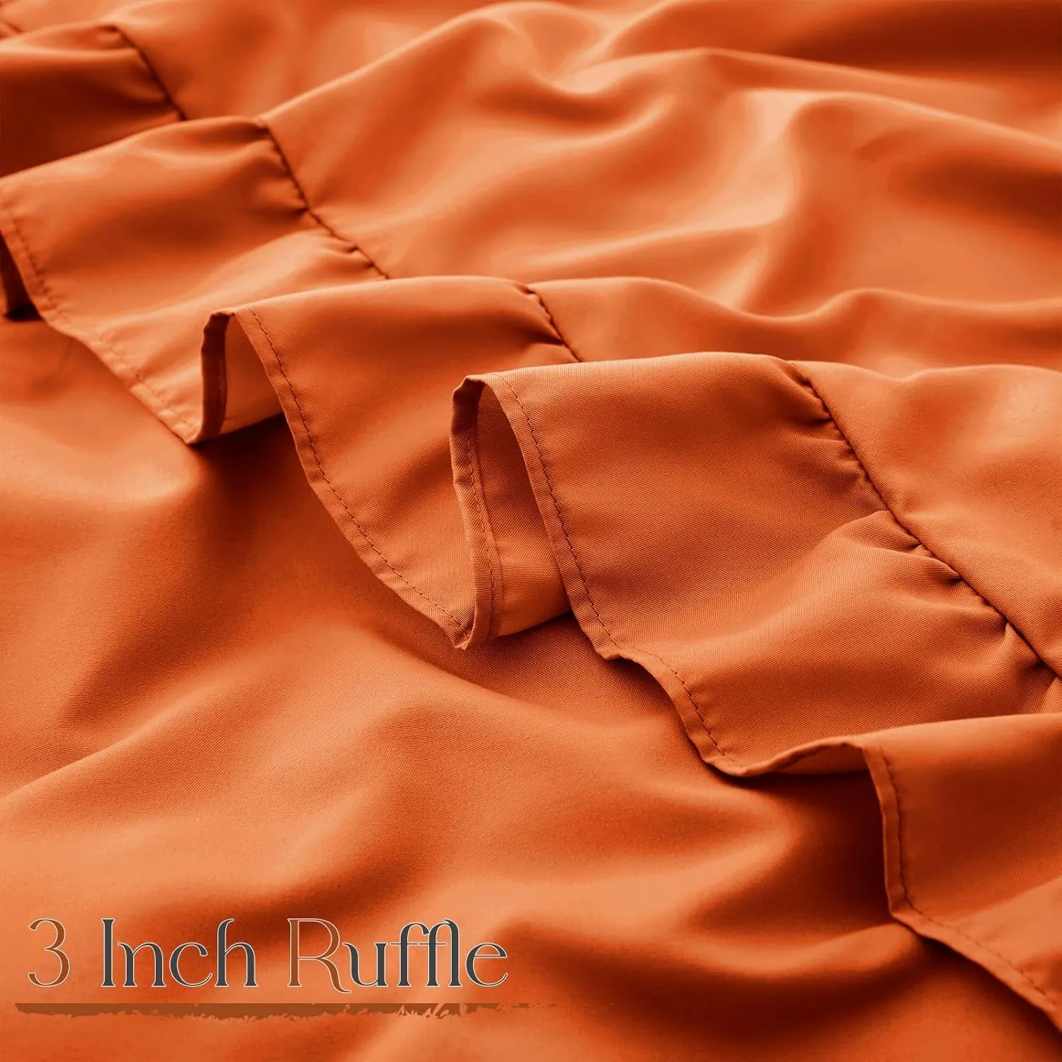 Horbaunal Burnt Orange Ruffle Sheets Full Size 6 Piece, Fits 16" Deep Mattress, Microfiber Orange Full Sheets with 2 Ruffled Pillowcases, Shabby Chic Bed Sheet Set