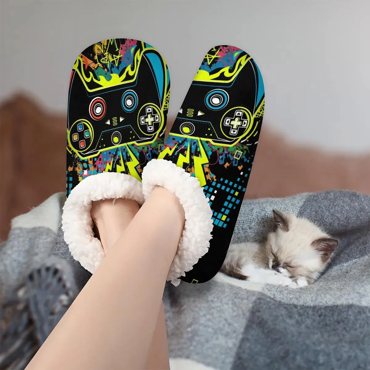 House Slippers for Women Men Slipper Socks Fuzzy Memory Foam Closed Back Slippers House Shoes Indoor Outdoor