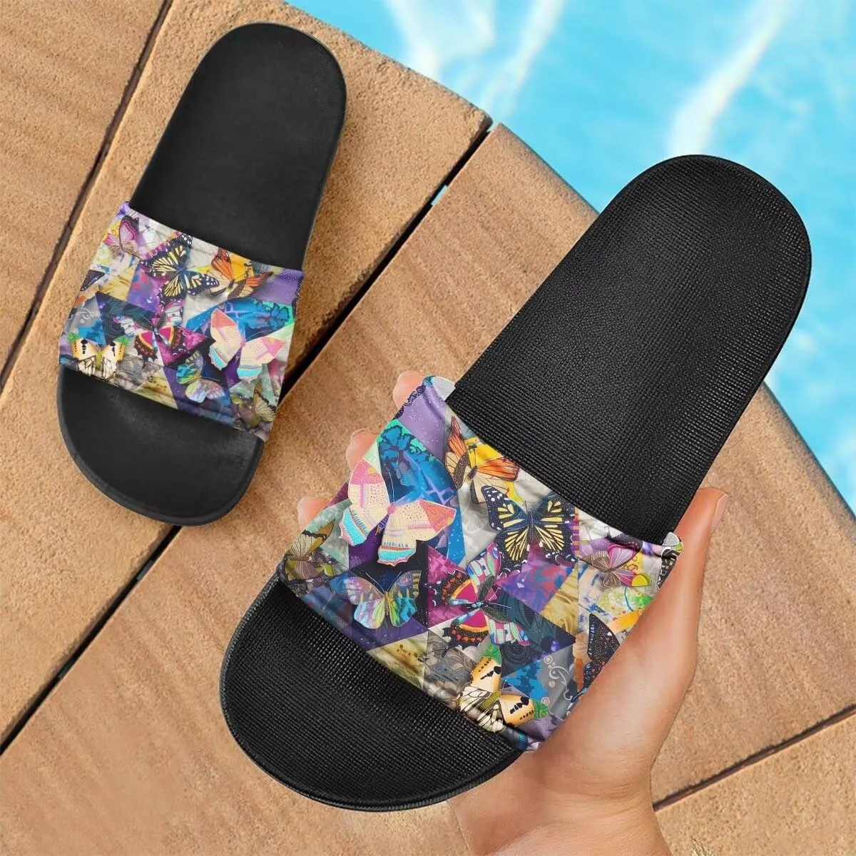 Howilath Novelty Animals Pattern Women's Slide Sandals, Casual Soft Sole Open Toe Non-Slip Single Band Slide Sandals