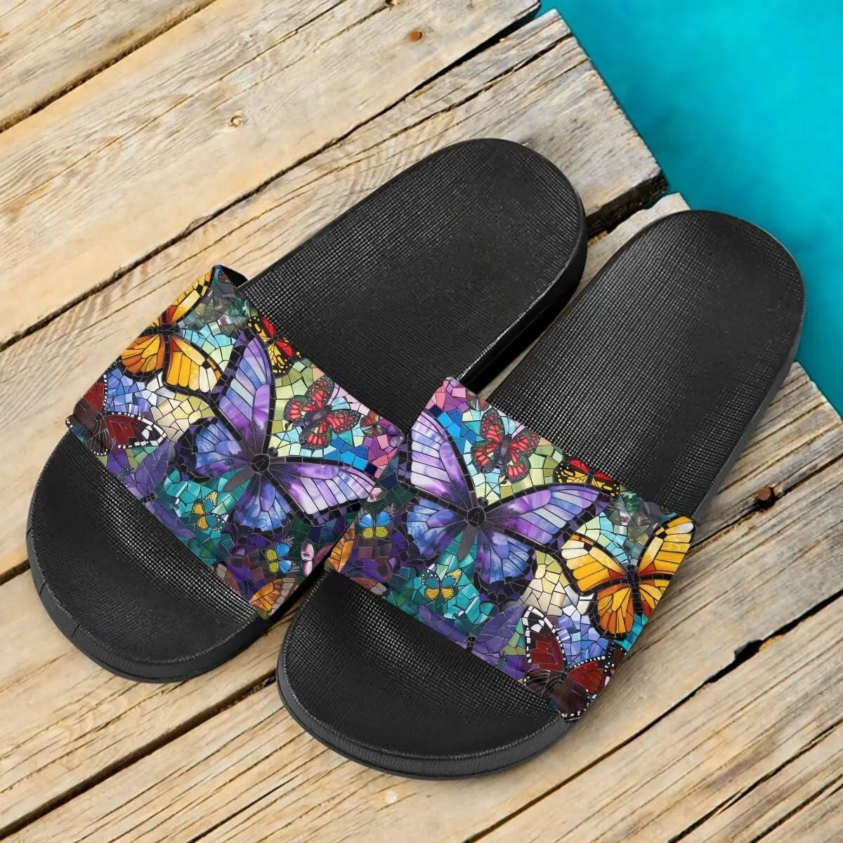 Howilath Women's Casual Slide Sandals, Cartoon Animals Print Comfortable Soft Sole Non-Slip Open Toe EVA Flat Sandals
