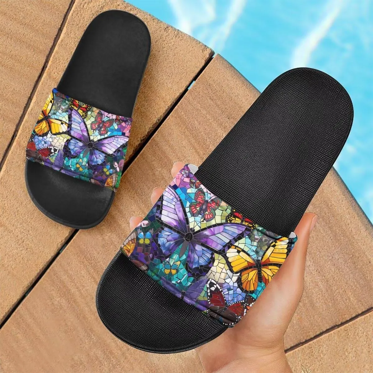 Howilath Women's Casual Slide Sandals, Cartoon Animals Print Comfortable Soft Sole Non-Slip Open Toe EVA Flat Sandals