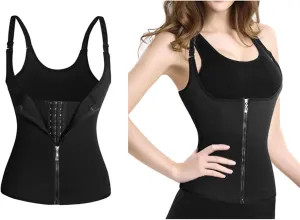 HURRISE Back Support Straightener,Adjustable Posture Trainer, Back Brace and Posture Corrector for Women,Women Corset Tops Zipper Front Corset Tops For Fitness Waist Training Corsets (Black)