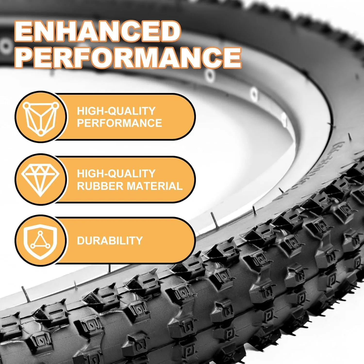 Hycline Mountain Bike Tires Set: 2-Pack 26/27.5/29x2.1 Inch Folding Replacement All-Terrain High-Density Bicycle Tires with Pair Tubes & Tire Levers Compatible for Street Off-Road Riding