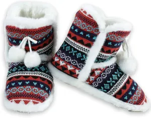 ICONOFLASH Women's Fair Isle Sweater Knit Bootie Slipper