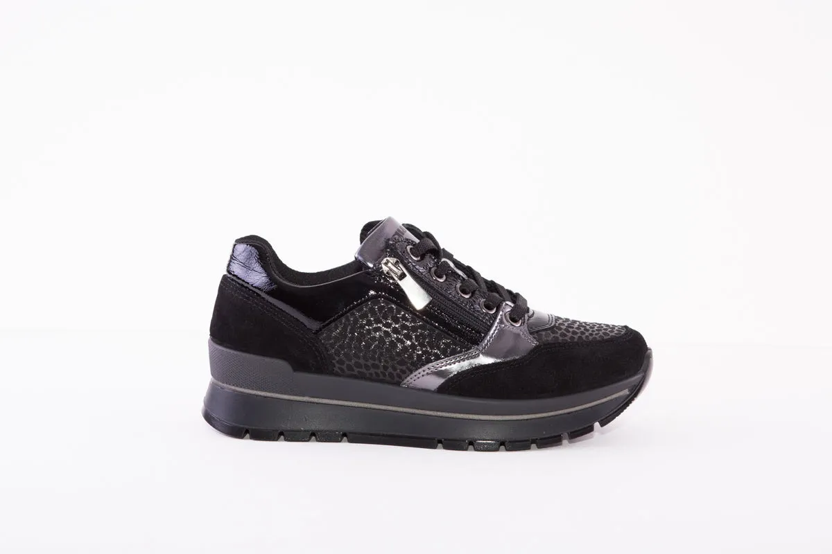 IGI&CO 2673500 LACED FASHION TRAINER - BLACK/BLACK PATENT