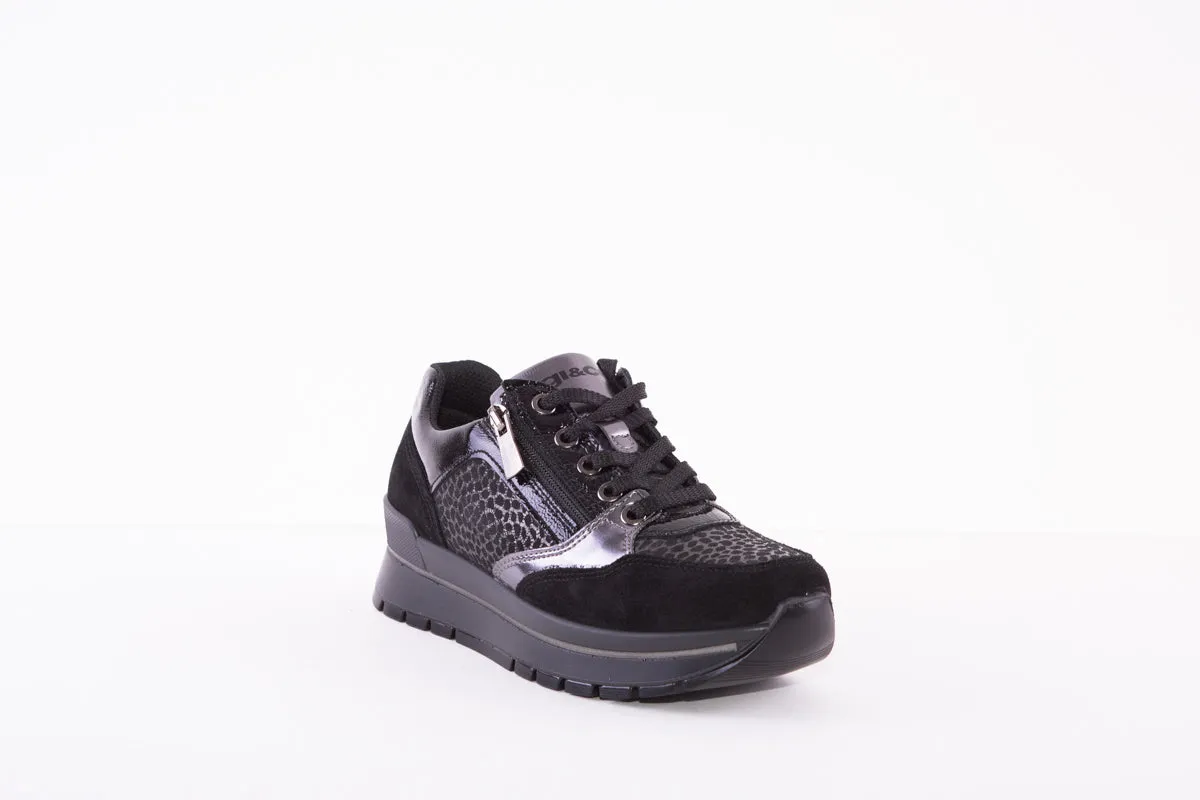 IGI&CO 2673500 LACED FASHION TRAINER - BLACK/BLACK PATENT