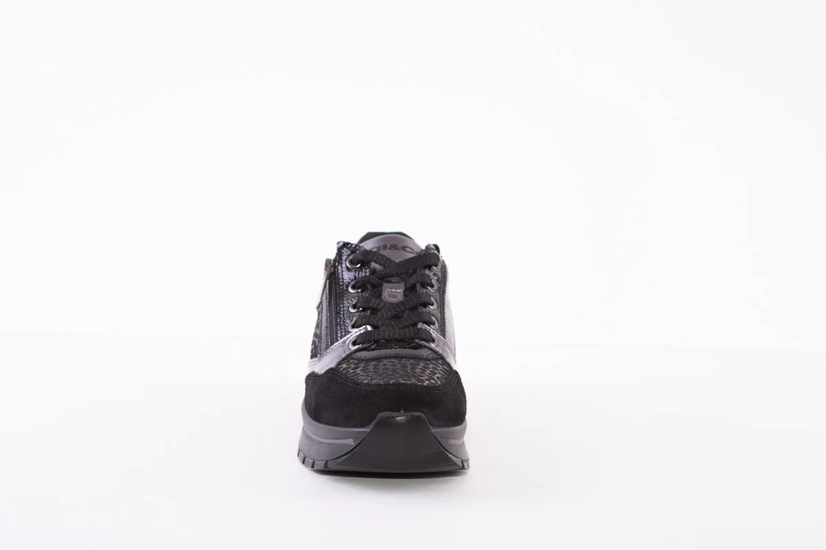 IGI&CO 2673500 LACED FASHION TRAINER - BLACK/BLACK PATENT