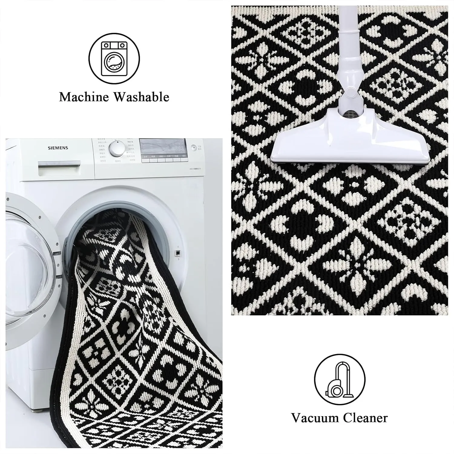 Ileading Entrance Door Mat 3'x5', Absorbent Dog Mats for Muddy Paws, Low-Profile Large Entryway Runner Rug with Non-Slip Backing, Machine Washable Inside Welcome Mat for Hallway,Kitchen(Black)