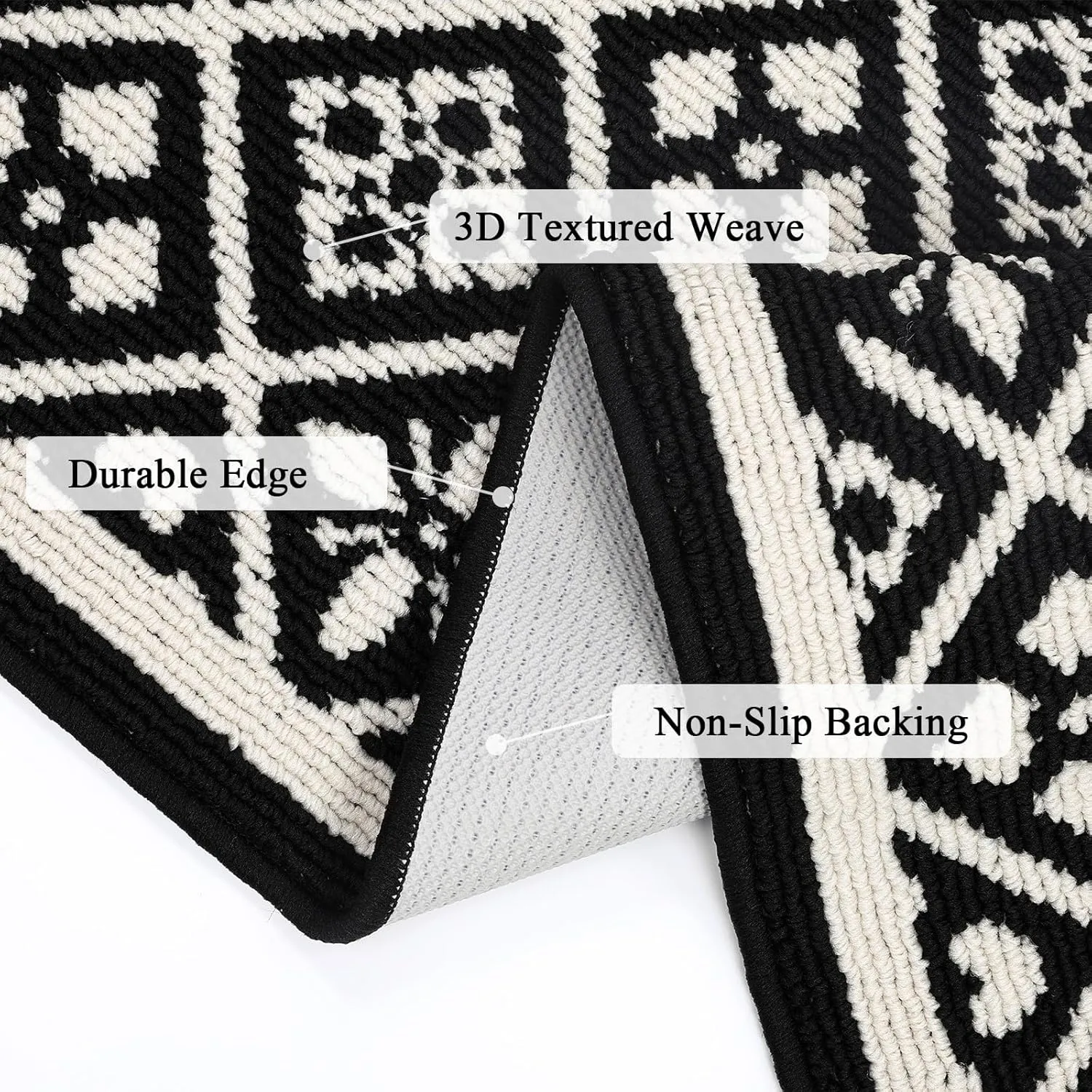 Ileading Entrance Door Mat 3'x5', Absorbent Dog Mats for Muddy Paws, Low-Profile Large Entryway Runner Rug with Non-Slip Backing, Machine Washable Inside Welcome Mat for Hallway,Kitchen(Black)