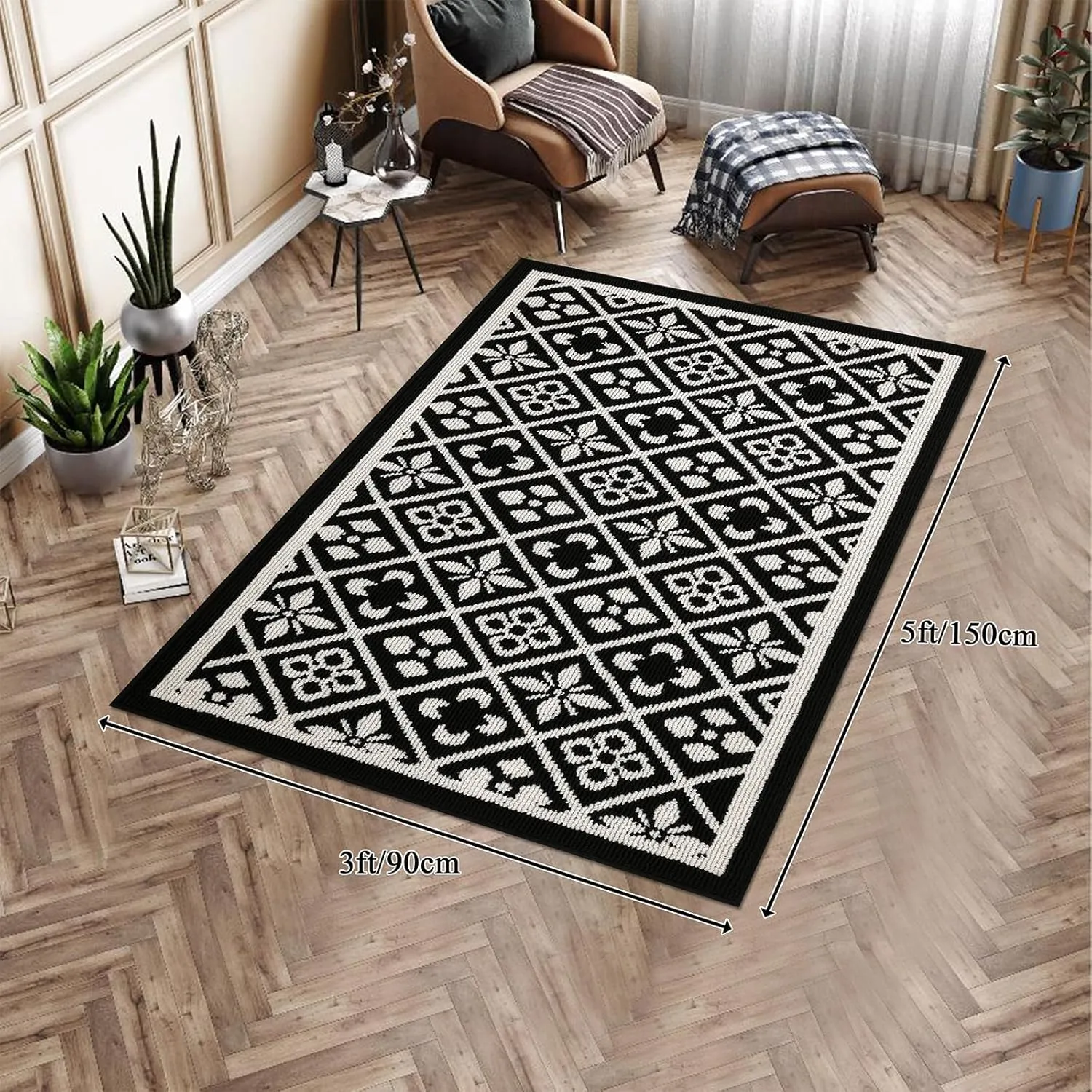 Ileading Entrance Door Mat 3'x5', Absorbent Dog Mats for Muddy Paws, Low-Profile Large Entryway Runner Rug with Non-Slip Backing, Machine Washable Inside Welcome Mat for Hallway,Kitchen(Black)