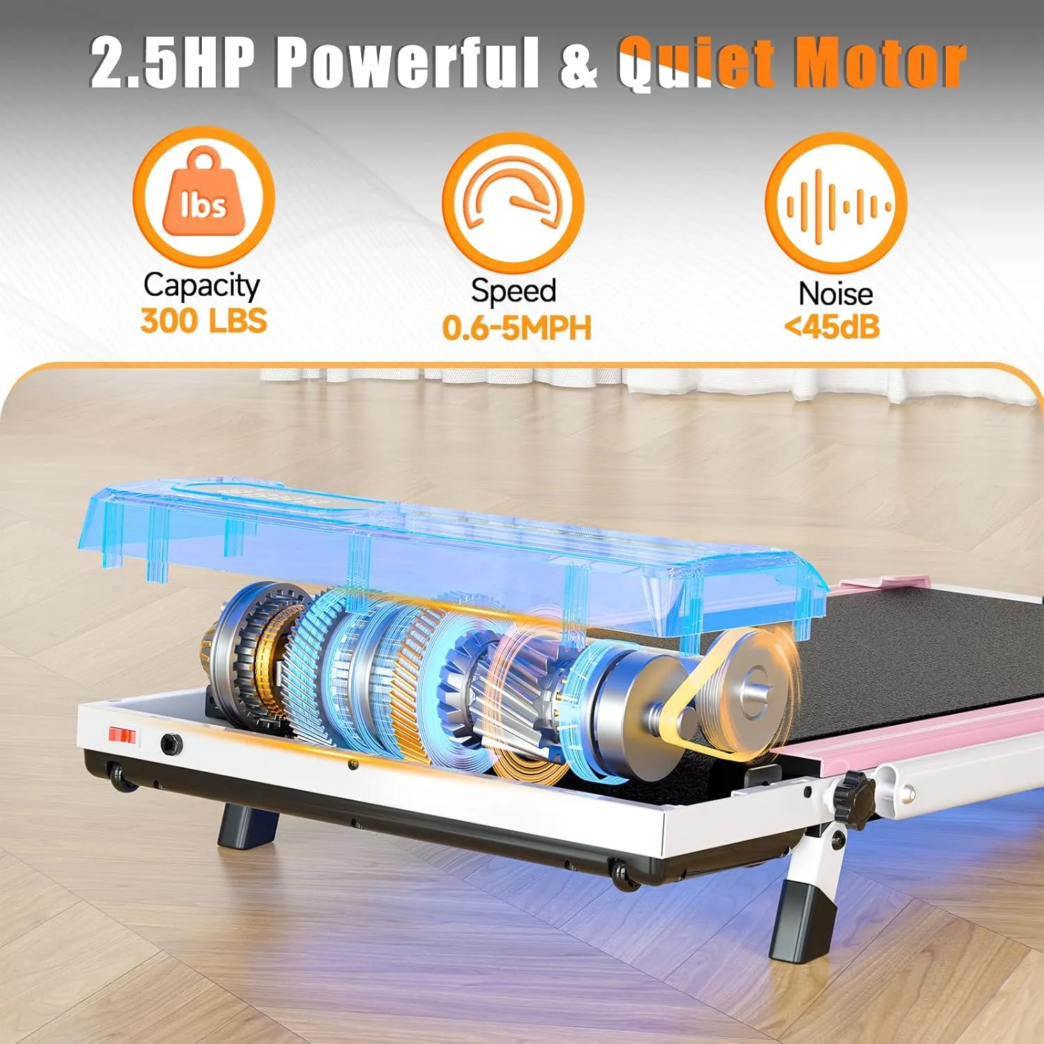 Incline Walking Pad with Handle Bar, Folding Treadmill Foldable Portable Under Desk for Home Office, Ultra Quiet <45dB, Safety Lock, 300  LB Capacity