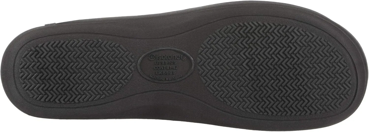 isotoner Men's Open Back Slipper with Memory Foam and Indoor/Outdoor Sole