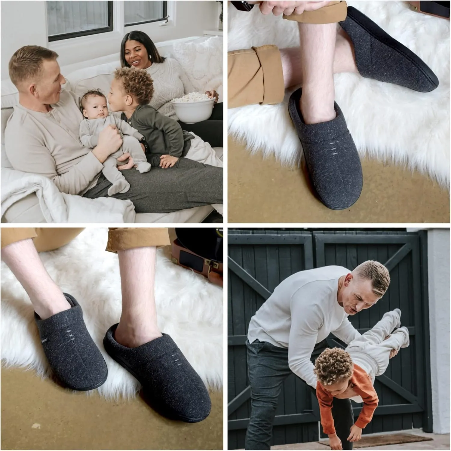 isotoner Men's Preston Heather Knit Slip-on Hoodback Slipper