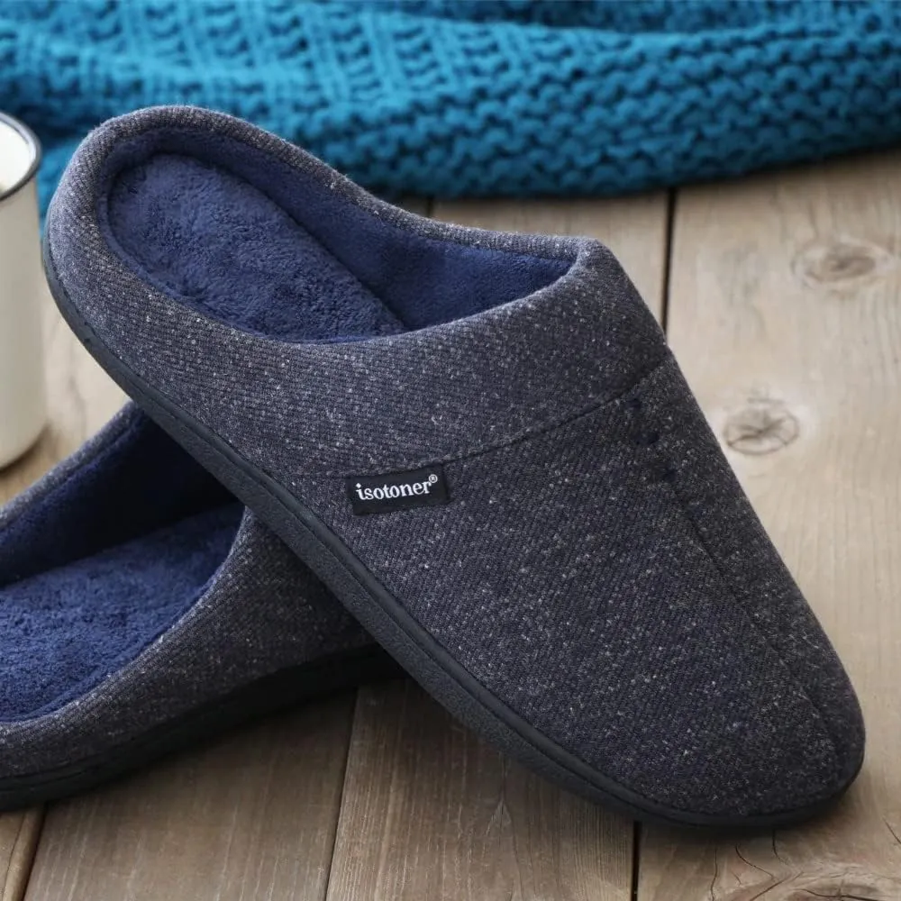 isotoner Men's Preston Heather Knit Slip-on Hoodback Slipper