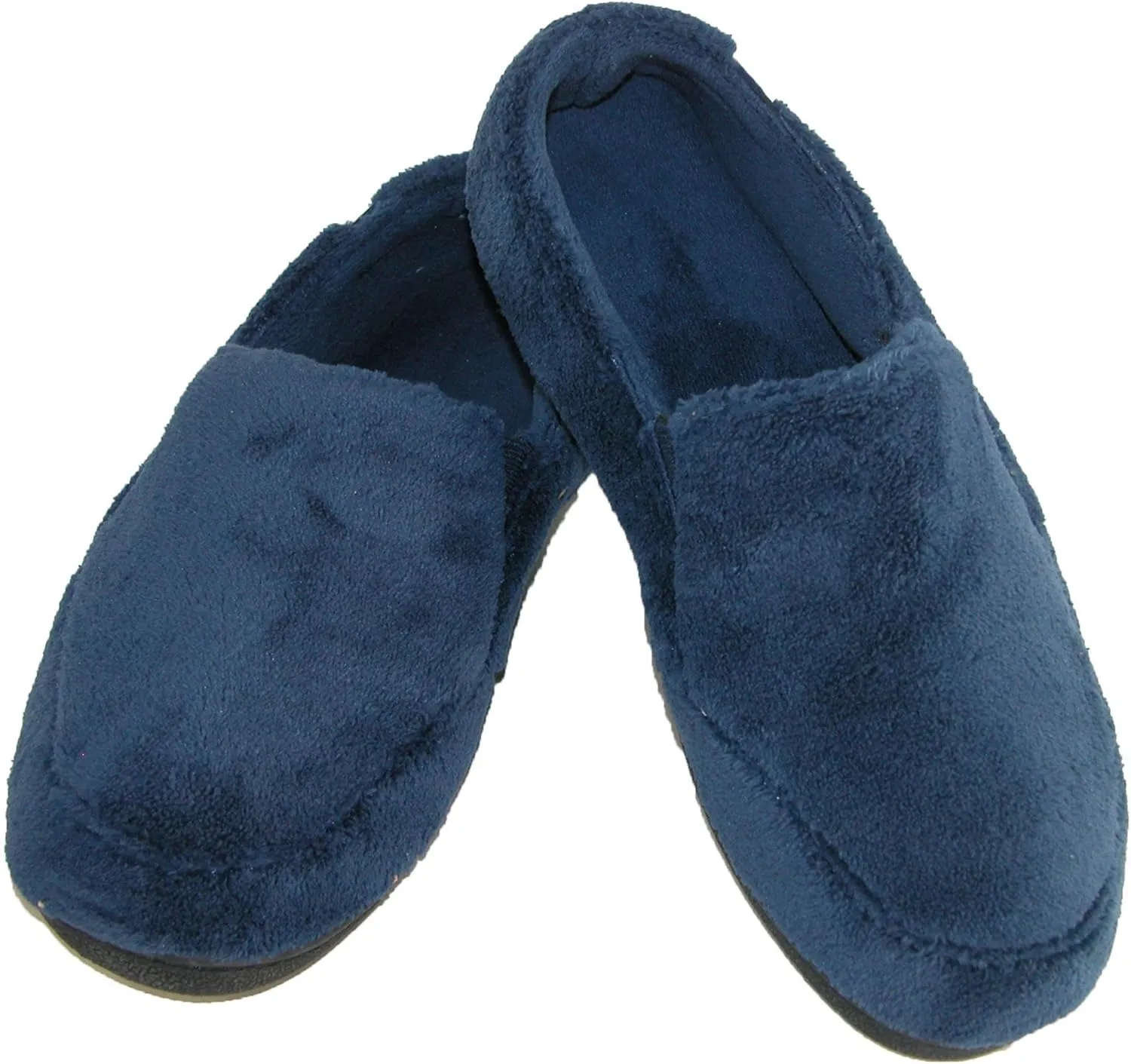 isotoner Men's Terry Moccasin Slipper with Memory Foam for Indoor/Outdoor Comfort