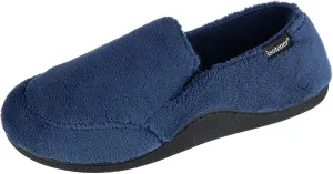 isotoner Men's Terry Moccasin Slipper with Memory Foam for Indoor/Outdoor Comfort