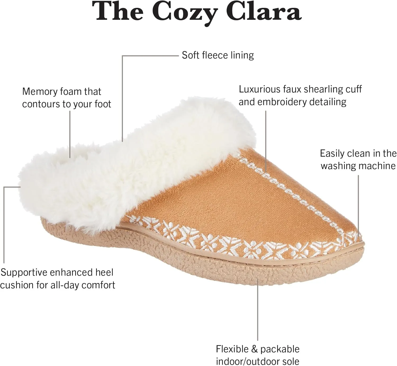 isotoner Women's Clara Embroidered Microsuede Clog Slippers