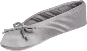 isotoner Women's Satin Ballerina Slippers with Soft Tie Bow and Suede Sole