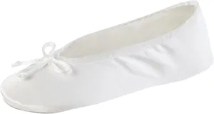 isotoner Women's Satin Ballerina Slippers with Soft Tie Bow and Suede Sole