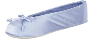 isotoner Women's Satin Ballerina Slippers with Soft Tie Bow and Suede Sole