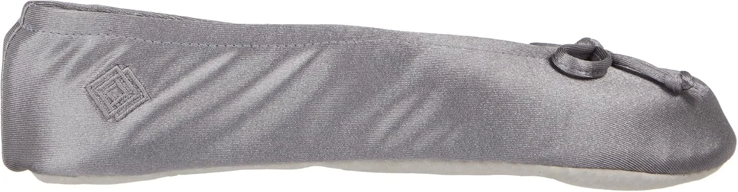 isotoner Women's Satin Ballerina Slippers with Soft Tie Bow and Suede Sole