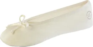 isotoner Women's Satin Ballerina Slippers with Soft Tie Bow and Suede Sole