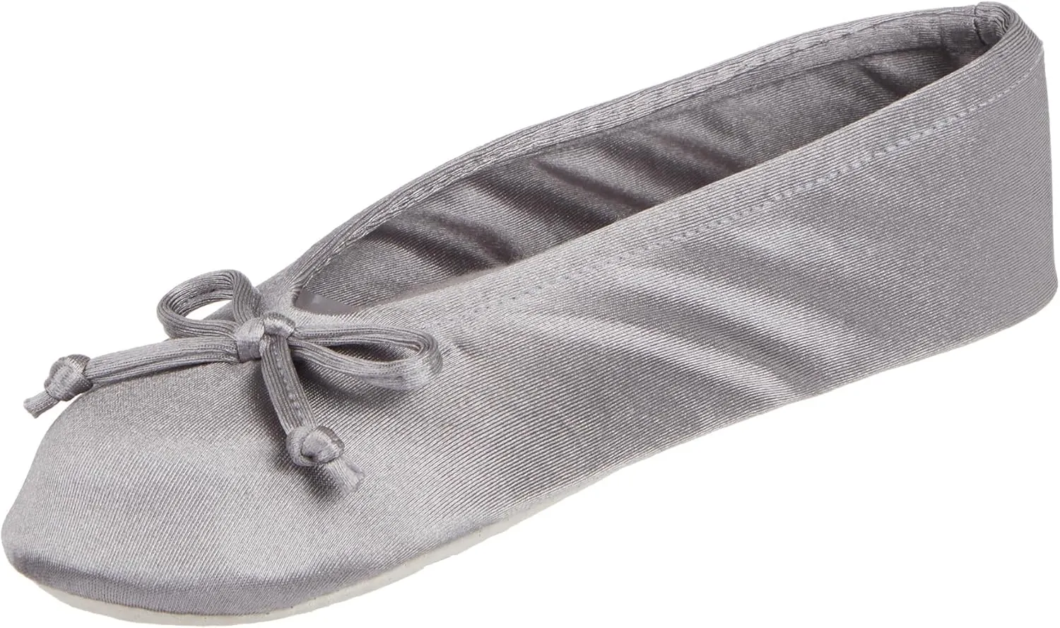 isotoner Women's Satin Ballerina Slippers with Soft Tie Bow and Suede Sole