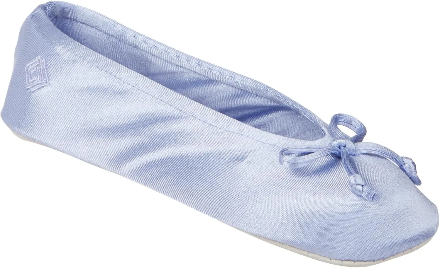 isotoner Women's Satin Ballerina Slippers with Soft Tie Bow and Suede Sole
