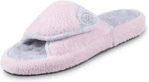isotoner Women's Terry Spa Slip On Slide Slipper with Memory Foam for Indoor/Outdoor Comfort