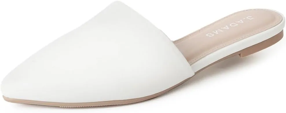 J. Adams Lennox Mules for Women - Closed Pointed Toe Flat Heel Slides
