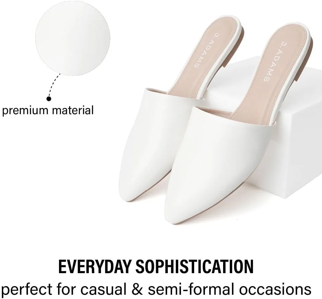 J. Adams Lennox Mules for Women - Closed Pointed Toe Flat Heel Slides