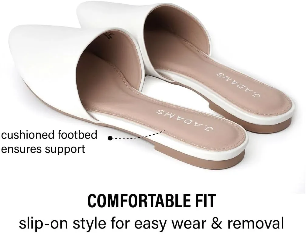 J. Adams Lennox Mules for Women - Closed Pointed Toe Flat Heel Slides