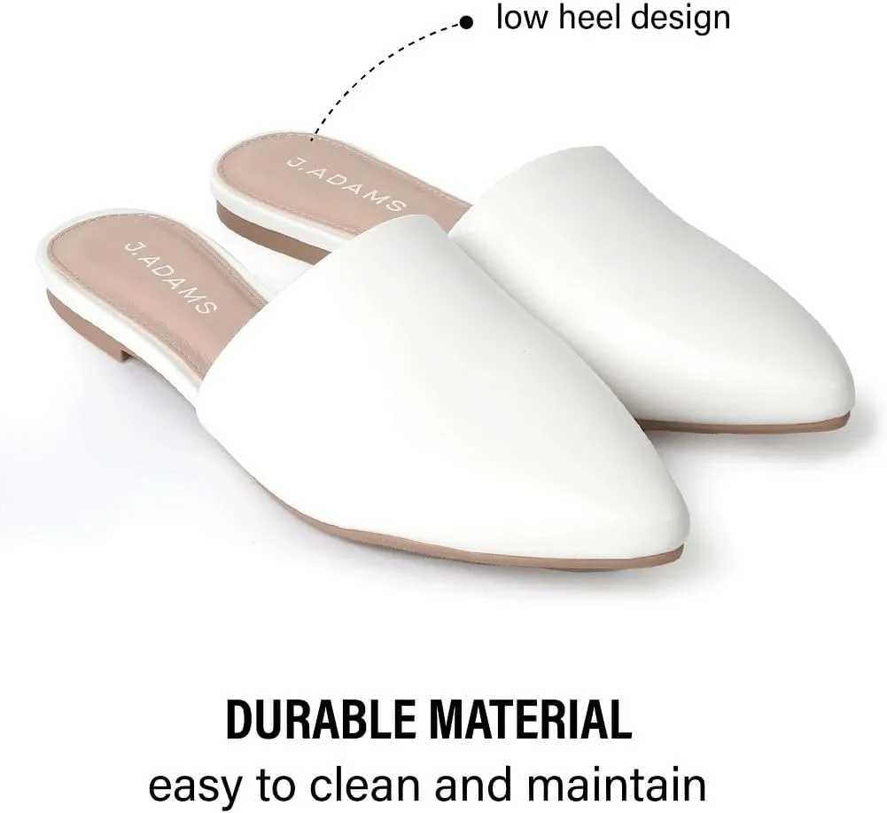 J. Adams Lennox Mules for Women - Closed Pointed Toe Flat Heel Slides