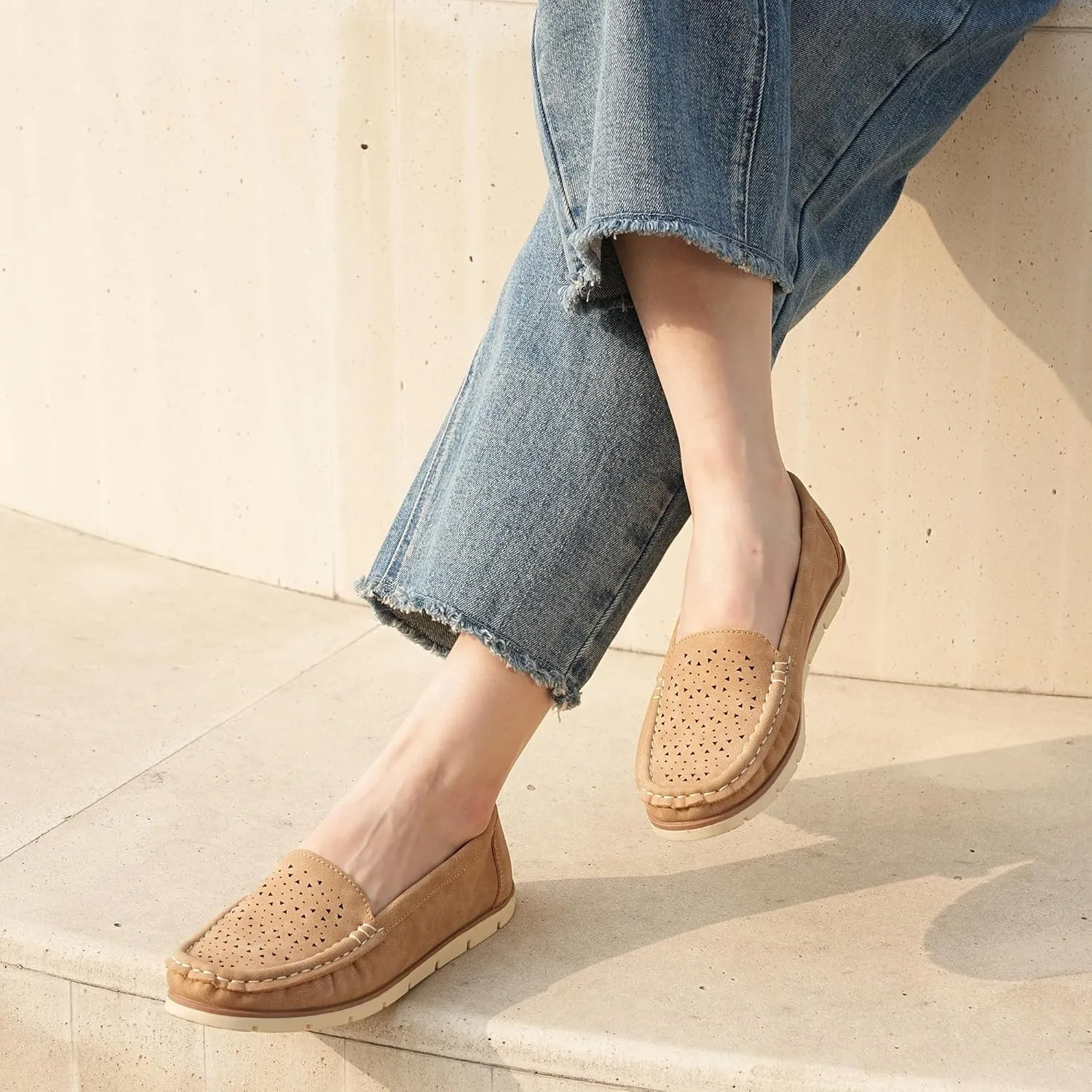 JABASIC Womens Penny Loafers Breathable Slip on Flat Shoes Moccasins