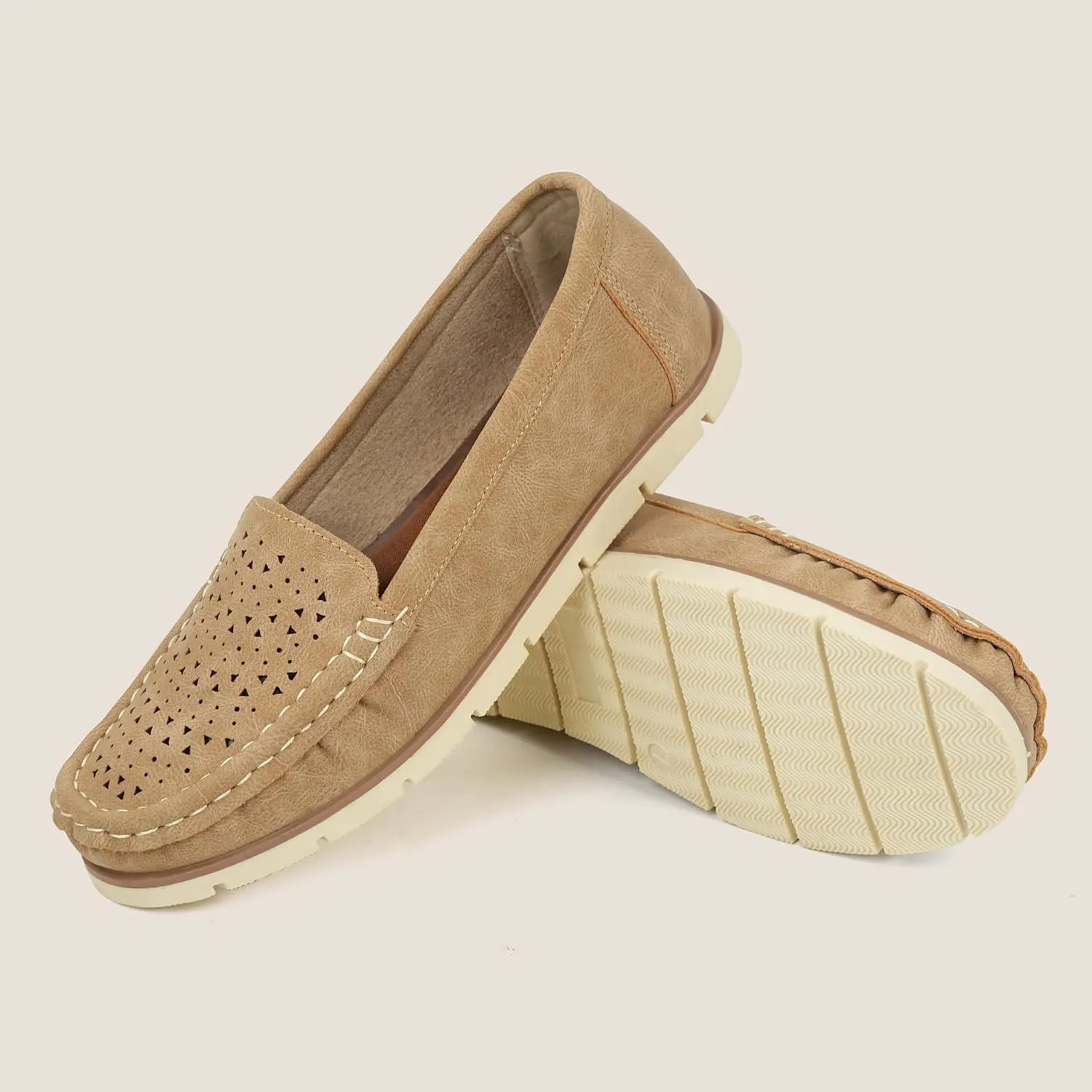 JABASIC Womens Penny Loafers Breathable Slip on Flat Shoes Moccasins